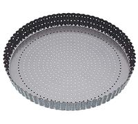 MasterClass Plat À Quiche Crusty Bake 30 cm, Antiadhésif, Robuste En Acier Au Carbone De 1 Mm, Fond Libre, Cannelé, Perforé, Sans PFOA, Gris