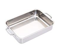 MasterClass Plat à rôtir Profond en Acier Inoxydable avec Poignées Rabattables, Compatible avec Plaques de Cuisson, 32 x 23 x 6,5 cm (12,5' x 9' x 2,5')
