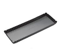 MasterClass - Plat à tarte à fond amovible antiadhésif en PTFE, PFOA et BPA, en acier au carbone robuste d'une épaisseur de 1 mm, moule à quiche rectangulaire cannelé de 14 x 5 pouces.