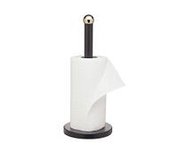 MasterClass Porte-rouleau de cuisine noir avec accents en laiton, acier inoxydable, 15 x 15 x 35 cm