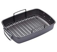 MasterClass Rôtissoire profonde avec grille, plat à rôtir pour le four et la table de cuisson, robuste, résistant à la rouille, antiadhésif PTFE, PFOA et BPA, lavable au lave-vaisselle, garantie 20 ans, 40x28cm