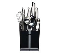 MasterClass Smart Space Bloc à couteaux et porte-ustensiles tout-en-un avec aiguiseur de couteaux en céramique, 15,5 x 14,5 x 20,5 cm (6'' x 5,5'' x 8'') - Noir / Gris