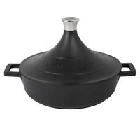MasterClass Plat à tajine en fonte d'aluminium avec couvercle conique auto-arrosant, 4 L, cocotte ronde antiadhésive passant de la plaque au four, compatible lave-vaisselle et four, 28 cm, Noir