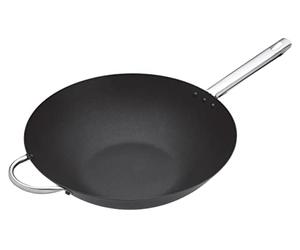 MasterClass Wok Carbon, Antiadhésif, Acier Au Carbone, Poêle Wok De 8 Litres, 35,5 cm (14''), Noir