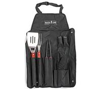 MasterCook Kit d'accessoires Professionnels en Acier pour Barbecue avec Tablier, Ensemble d'accessoires BBQ avec Pince, Fourche, spatule et Gant, Accessoires Barbecue