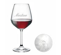 MASTERLASER3.0 Verre à vin personnalisé Verre à vin rouge gravé Personnalisable avec nom, initiales, date et différents caractères Idée cadeau (2 pièces)