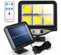 MasterLED Projecteur solaire avec détecteur de mouvement extérieur 6xCOB LED 250lm IP44 avec télécommande Projecteur mural noir