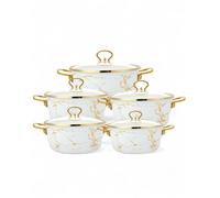 MASTERPAN | Set de 5 casseroles avec couvercles 20/22/24/26/28 cm Casseroles émaillées | Acier au carbone | Induction | Casserole avec couvercle | Haute qualité, MP2657