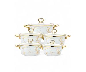 MASTERPAN | Set de 5 casseroles avec couvercles 20/22/24/26/28 cm Casseroles émaillées | Acier au carbone | Induction | Casserole avec couvercle | Haute qualité, MP2657