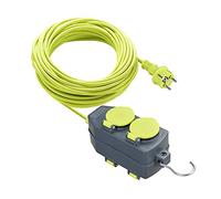 Masterplug Câble rallonge avec 2 Prises 15 m, rallonge Schuko, Extension électrique pour extérieur IP44, Vert