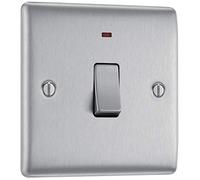 Masterplug NBS31 Interrupteur à 2 pôles en acier brossé avec témoin lumineux 20 A
