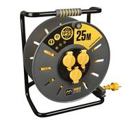 Masterplug Pro-XT Enrouleur de câble 25 m, rallonge IP55 3 prises Schuko