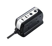 Masterplug Rallonge 4 Prises avec Protection Contre Les surtensions et 2 Ports USB Noir 2 m
