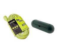 Masterplug Rallonge électrique 25m, Câble IP44 pour Jardín, Prolongateur Chantier 16A at 3000w, Câble Vert 2G1,5mm² & Boîtier de Protection pour prolongateur Jardin IP54 - Vert - Zenitech