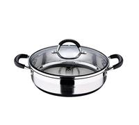 MasterPro Foodies | Faitout bas avec couvercle en verre | Contenance 3,8L | Faitout en acier inoxydable | Résistant, facile à nettoyer | Pour tous types de cuisinières