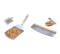 MasterPRO Foodies Pelle à pizza + coupe-pizza | Acier inoxydable | Poignée ergonomique | Coupe et retire facilement les pizzas | Design professionnel et résistant