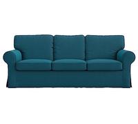MASTERS OF COVERS La Housse de Canapé 3 Places Compatible avec IKEA Ektorp, Fait à Main, Nouveau Look pour Votre Vieux Canapé, 218 cm x 88 (Polyester Petite, Océan Sombre), (EP3-JJ41)