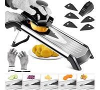 MASTERTOP Mandoline Inox professionnelle - 5 lames en V (1,5/2,5/3,5 mm tranches, 3/7 mm julienne)