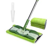 Masthome Balai Plat Microfibre 151 cm, Balai Serpillère Professionnel avec Tête pivotante 360°, Serpillère avec 4 Tampons Double Face Microfibre, pour Nettoyage de Sol, Comprend 1 Grattoir Nettoyage