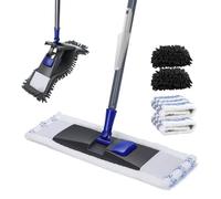 Masthome Balai Serpillère, Balais Nettoyer Sol Rotatif à 360°, Balai Microfibre pour Sol avec 2 Serpillère en Microfibre et 2 Serpillère en Chenille, Convient pour Les carrelages, Les sols en Bois