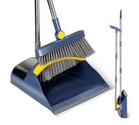 Masthome Ensemble Balai et Pelle à Poussière, Pelle et Balayette Vertical | Manche Inox Réglable, Pelle Peigne Auto-nettoyant, Bord Inférieur Anti-fuite, Pliable et Compact, Balai Intérieur, Extérieur