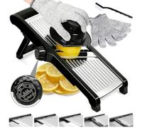 Masthome Mandoline Cuisine Professionnelle Multifonction,Bouton Rotatif de Changement de Lames (Sans Démontage), Sécurité Antidérapant pour Fruits, Oignons et Pommes de Terre