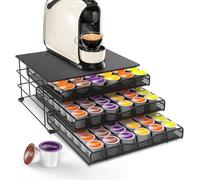 Masthome porte capsules Dolce Gusto 3 tiroirs métal, grande capacité 108 dosettes avec tapis EVA anti vibration antidérapant, rangement café pour maison, cuisine, bureau, salle de pause, noir sobre
