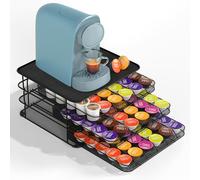 Masthome Porte Capsules Dolce Gusto 3 Tiroirs Métal, Rangement 108 Dosettes de Café, Support Anti Vibration Antidérapant pour Machine à Café, Organisateur de Comptoir Cuisine Bureau Noir