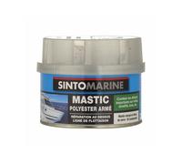 SINTO SINTOMARINE - Mastic Armé Polyester - Reconstitue, Colmate les Trous Importants - Bois, Tôle, Acier, Alu - Résiste aux Embruns et à l'Humidité - Sec en 20min - Technique Professionnelle - 290g