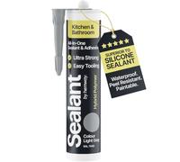 Mastic d'Étanchéité et Adhésif Cuisine Salle de Bain Gris Clair 300ml | Hemway, Supérieur au Mastic Silicone, Etancheite, Polymère Hybride, Inodore, Idéal pour Baignoires et Douches