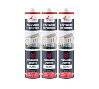 Mastic d'Étanchéité, Joint Extérieur, Fissure, Façade 290 ml x 3 Blanc | Rebouche les Fissures, Joints et Collage Étanches, Adhère sur Béton, Pierre, Bois et Métal, Int/Ext - Arcane Industries
