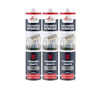 Mastic d'Étanchéité, Joint Extérieur, Fissure, Façade 290 ml x 3 Gris Clair | Rebouche les Fissures, Joints et Collage Étanches, Adhère sur Béton, Pierre, Bois et Métal, Int/Ext - Arcane Industries