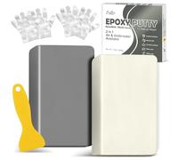 Mastic époxy - 340 g - 2 composants - Kit de réparation pour réparation de fuites de piscine, fissures, remplissage, modélisation - Pâte à modeler pour coller le métal, le plastique (Gris)