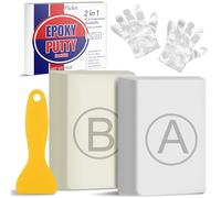 Mastic Epoxy Blanc, 280g Pâte à Réparer Epoxy Bicomposant Colle pour Collages Multiples Matériaux Métal, le Bois, le Plastique, la Céramique, Pierre, Réparer les Fuites et Combler les Fissures & Trous