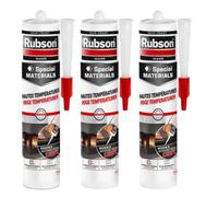 Mastic haute température noir - Mastic en silicate résistant à la chaleur jusqu'à 1200 °C - Mastic d'étanchéité 1K pour cheminée, barbecue, four, chauffage (3 x 280 ml)