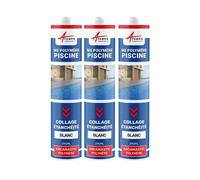 Mastic piscine, colle et étanchéité, pvc, carrelage Blanc 290 ml x 3 - ARCANE INDUSTRIES
