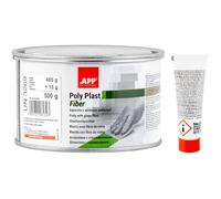 Mastic - Polyester - Durcisseur + fibre de verre - Carrosserie, alu, acier, plastique - APP Poly Plast Fiber
