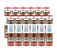 Mastic Silicone, Fenêtre, Menuiserie, Étanchéité 300 ml x 12 Transparent | Joints Menuiserie, Fenêtres, Portes et Vitrage, Adhère sur Alu, Acier, Pvc, Verre et Bois, Int/Ext - Arcane Industries