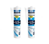 Mastic Silicone Neutre Sanitaire Gebsicone W2 Blanc (Lot de 2) - Pack Économique 2x310 ml - Anti-Moisissures Haute Performance - Joint d'Étanchéité Élastique pour Douche, Baignoire, Émail, Acrylique