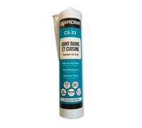 Mastic Silicone Sanitaire Neutre blanc CS-33 - Spécial Sanitaire Cuisine & Salle de Bain - Résiste à l'humidité, anti-moisissures - Séchage rapide - Mise en eau 30 mn - Cartouche 290 ml
