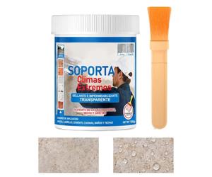 Mastic Toiture Étanche 100 g Imperméable Transparent Avec Pinceau | Enduit Anti-Fuite Mur En Béton Pour Appui De Fenêtre Tuyaux Tuile Brique Gouttières Garage Fermette Sous-Sol -Toit
