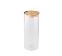 Mastrad - Bocal De Stockage - Connecté Stor'Eat - Verre Borosilicate Résistant - Protège de l'Humidité - Couvercle Hermétique - Coloris Bambou - Sans BPA - 2100ml