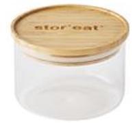 Mastrad - Bocal De Stockage - Connecté Stor'Eat - Verre Borosilicate Résistant - Protège de l'Humidité - Couvercle Hermétique - Coloris Bambou - Sans BPA - 400 ml