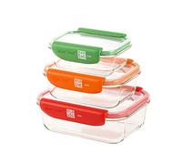 mastrad - Boîte de Conservation Alimentaire Connectée Stor'Eat - Verre Borosilicate Résistant - Sans BPA - Lot De 3-370, 640 Et 1040 ml