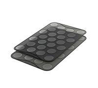 Mastrad Feuille de cuisson F45514 pour petits macarons, silicone 50 cavités – Lot de 2 Noir