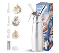 MASTRAD - F49314 - Siphon 0,5L en Aluminium Anodisé - Mousse, Chantilly, Sauces, Espumas - Piston Inox Démontable - 3 Douilles Décoratives & Brosse de Nettoyage Incluses