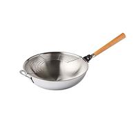 Mastrad OWok Gourmet Wok, poêle à wok, poêle à frire, plat à wok, acier inoxydable, argent, 32 cm, F63800