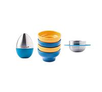 mastrad F65560 Kit d'Œufs à la Coque, Plastique, Jaune/Bleu/Argenté, 6,5 x 6,5 x 14 cm