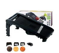 Mastrad - Mandoline Multilames - Trancheuse Sécurisée pour Fruits & Légumes - 3 Lames & 2 Râpes - Acier Inoxydable - Noire, Noir