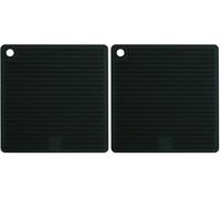 MASTRAD - Manique Carrée - en Silicone - Rainures Anti-Dérapantes - Très Résistant - Noir - 18x18cm (Lot de 2)